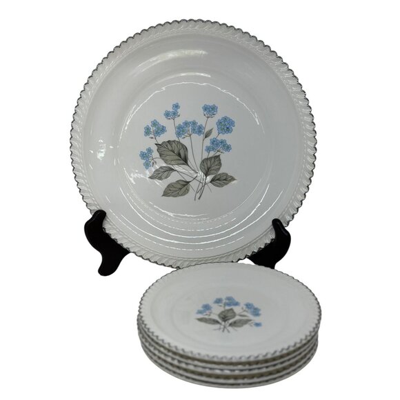 Harkerware White Chapel Plates Set 5 Snack Plates Floral Dinnerware - Picture 1 of 9